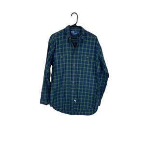 Polo Ralph Lauren Green Plaid Button Up Shirt 100% Cotton Mens Medium